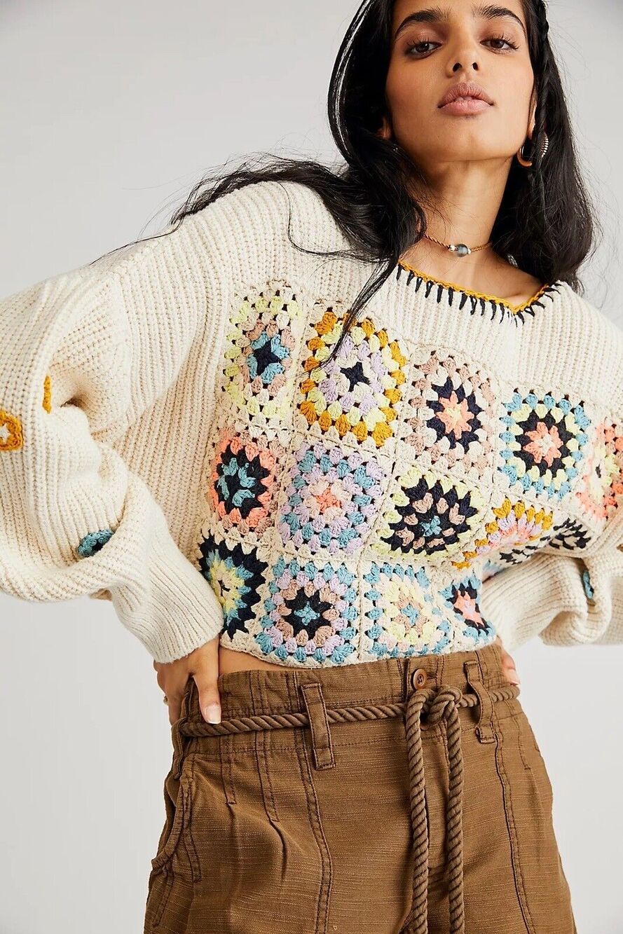 New Free People Dahlia Crochet Pullover Size Xs